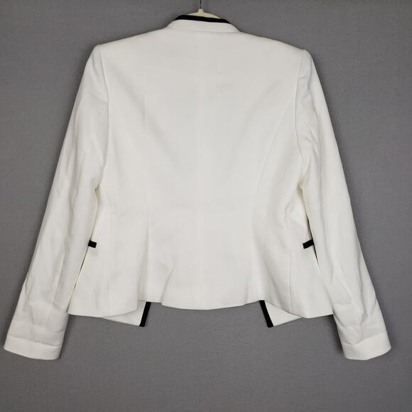 Calvin Klein Women's 6 Petite Black Trim White Blazer Jacket Old Money Aesthetic - Picture 8 of 8